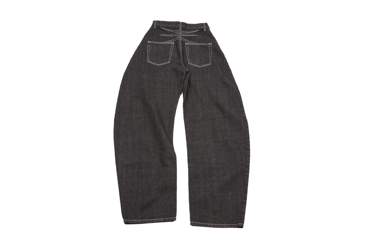ALAÏA GREY HIGH RISE TAPERED JEANS FR 38