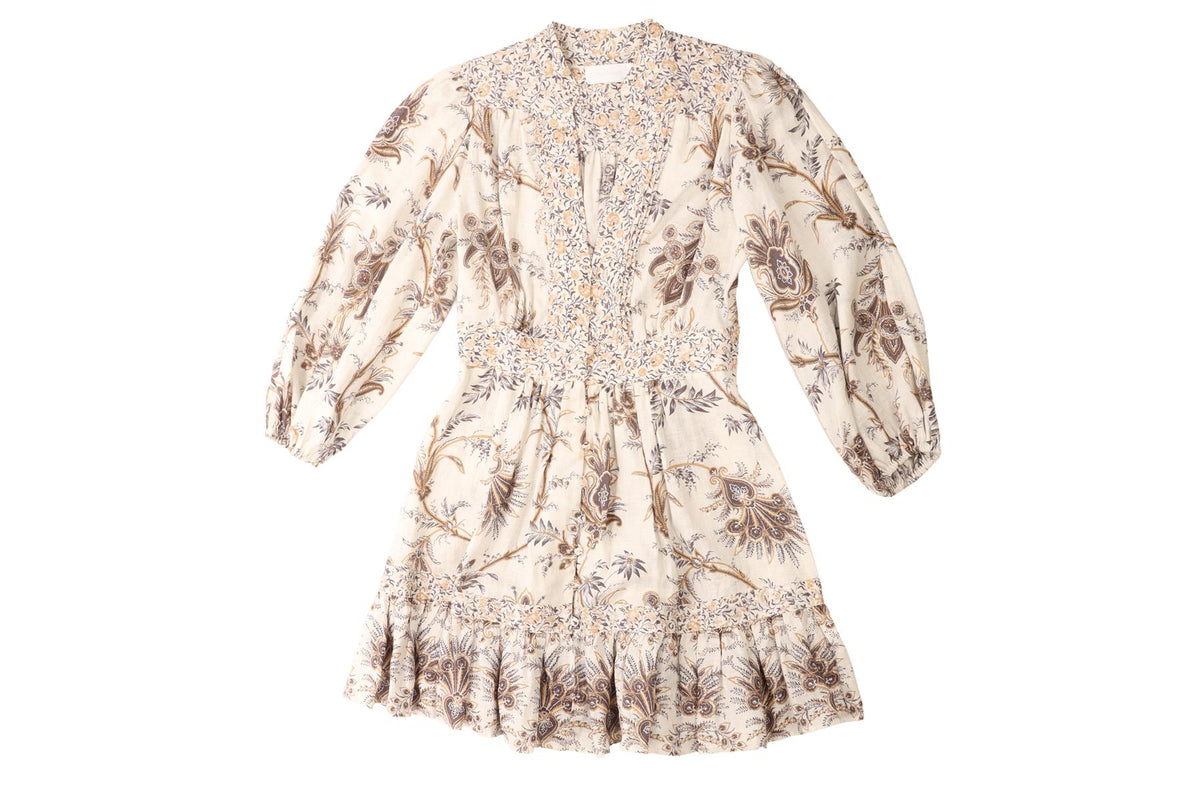 ZIMMERMANN ECRU LINEN MINI DRESS 1 UK 10