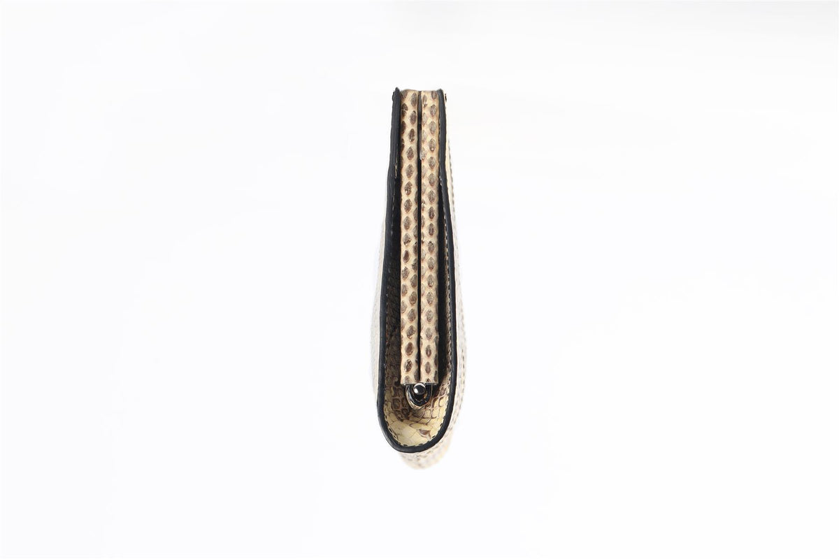 ROGER VIVIER BEIGE BELLE SNAKESKIN CLUTCH