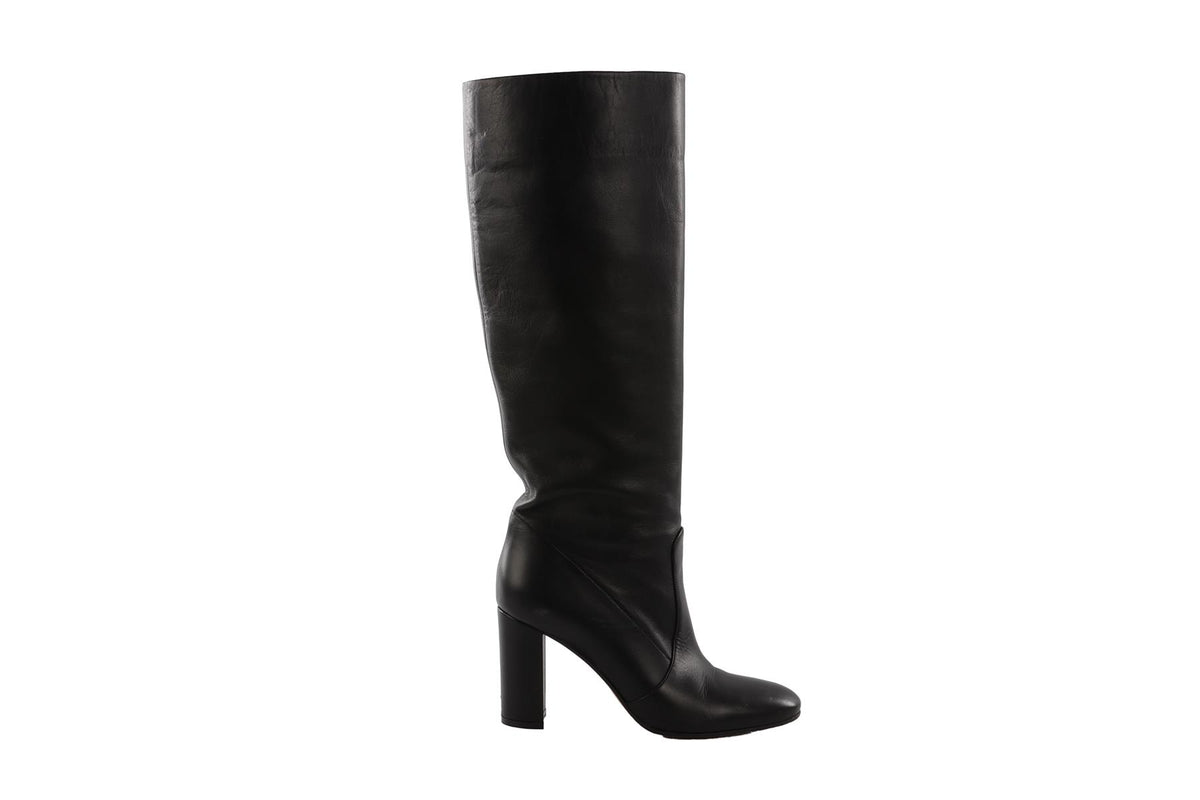 GIANVITO ROSSI BLACK LEATHER KNEE HIGH BOOTS  EU 38.5 UK 5.5 US 8.5
