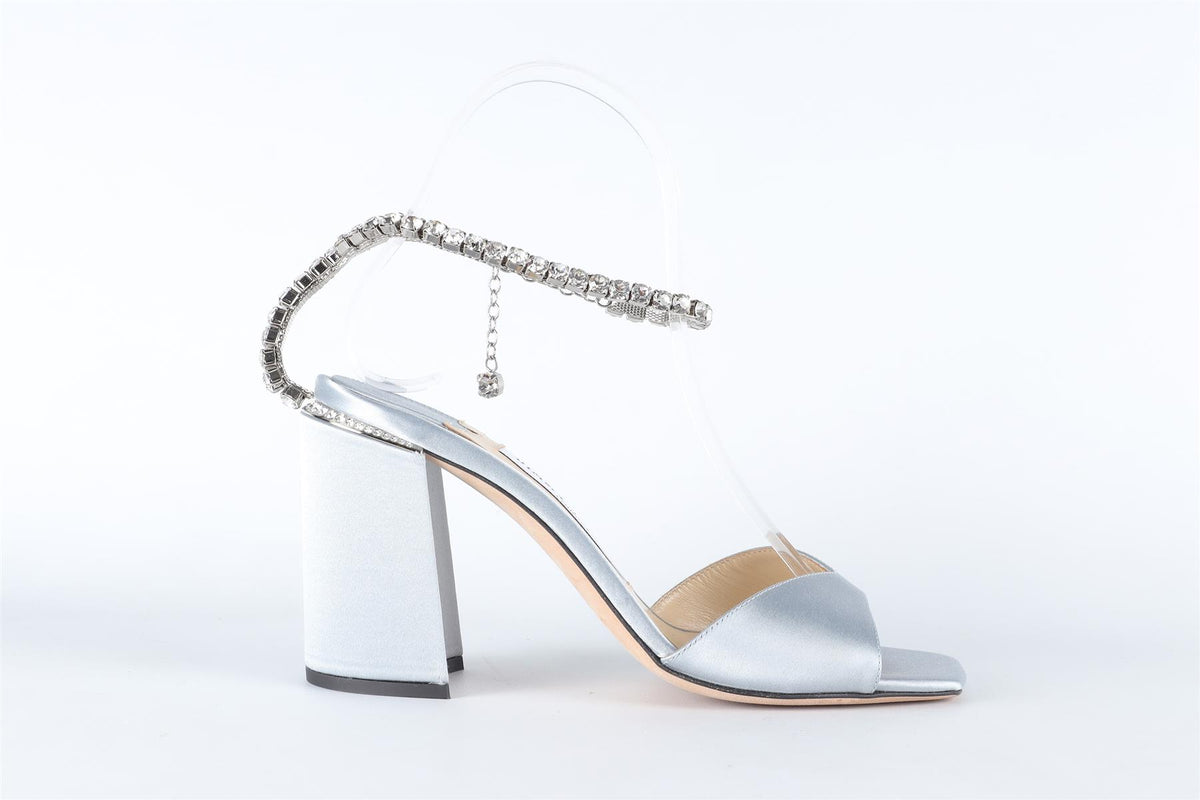 JIMMY CHOO BLUE CRYSTAL AND SATIN SANDALS EU 36 UK 3.5 US 4.5