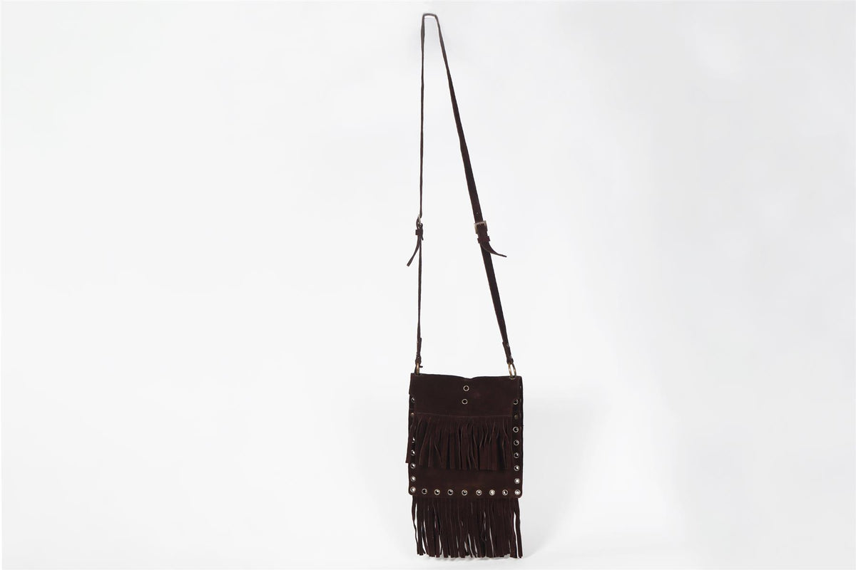 DOLCE & GABBANA FRINGED SUEDE SHOULDER BAG