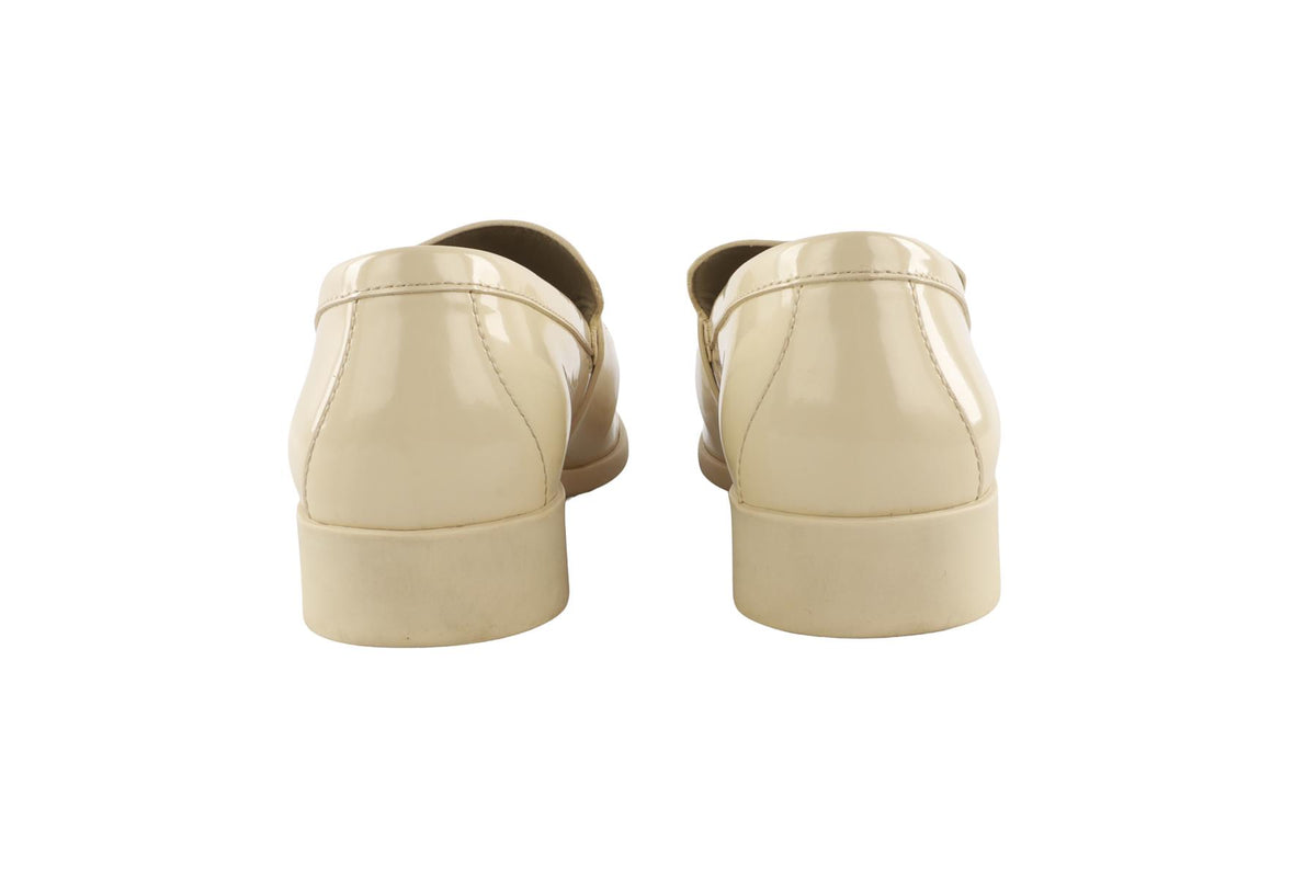 BOTTEGA VENETA CREAM MADAME PATENT LEATHER LOAFERS EU 39.5 UK 6.5 US 9.5