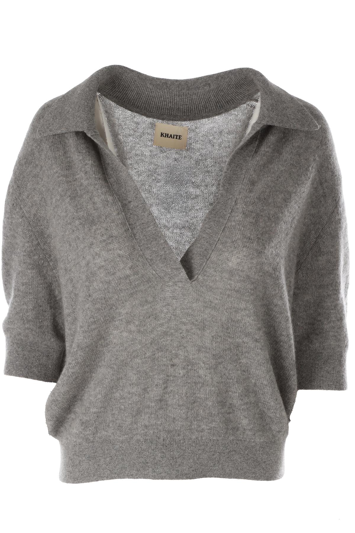 KHAITE GREY WOOL TOP LARGE