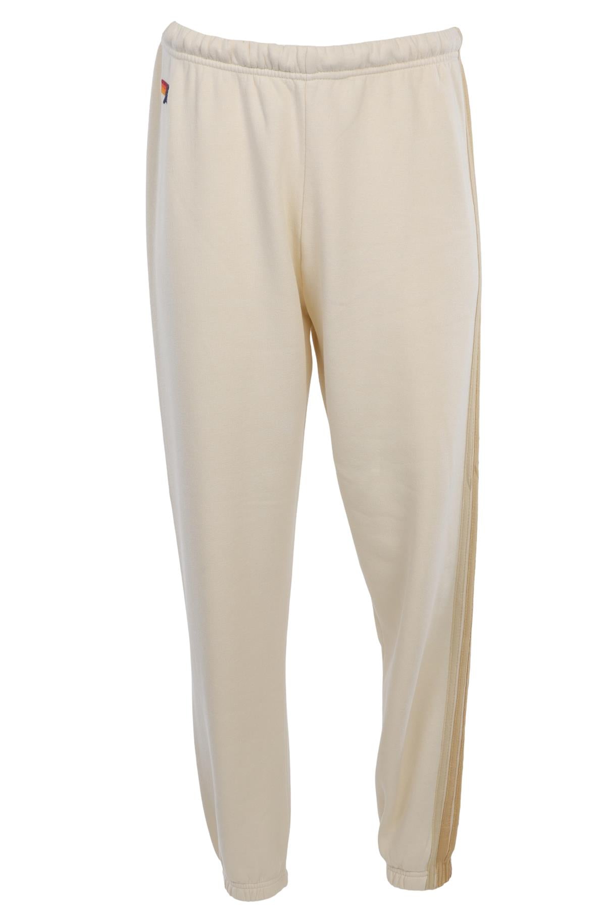 AVIATOR NATION CREAM COTTON TRACK PANTS MEDIUM