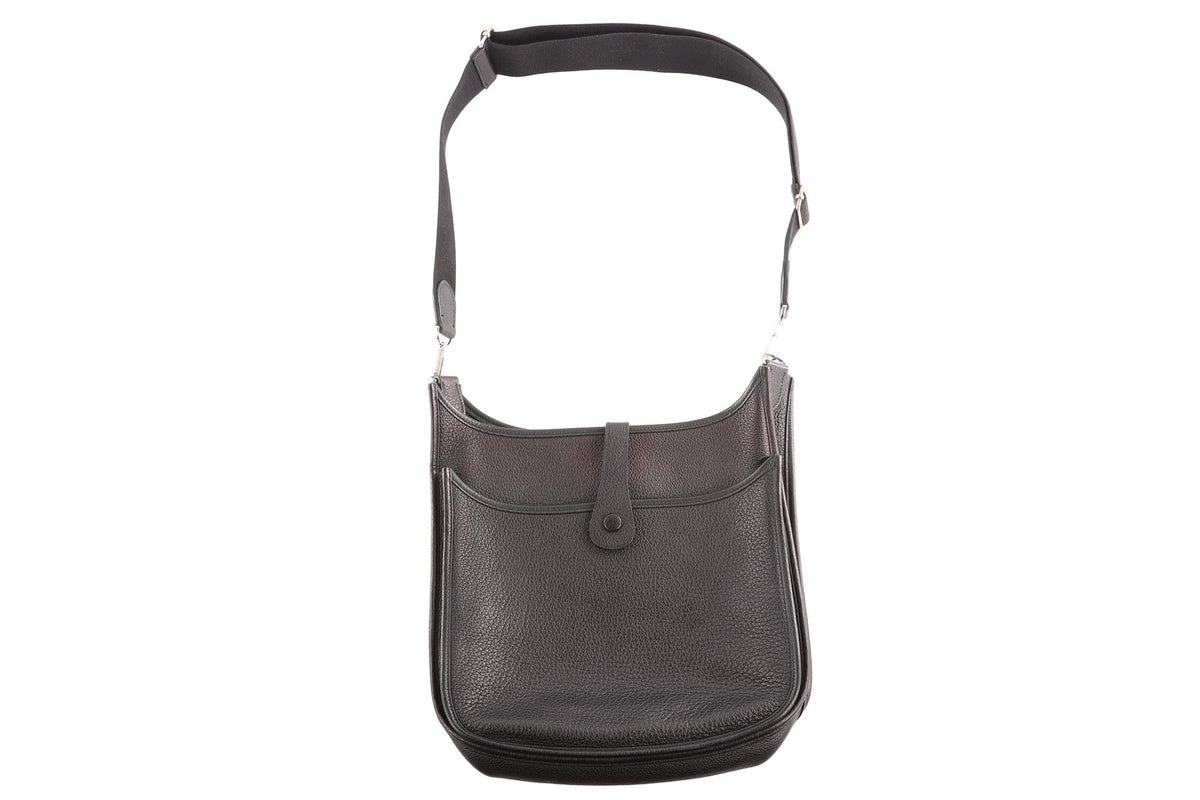 HERMÈS BLACK 2009 EVELYNE GM TOGO LEATHER SHOULDER BAG