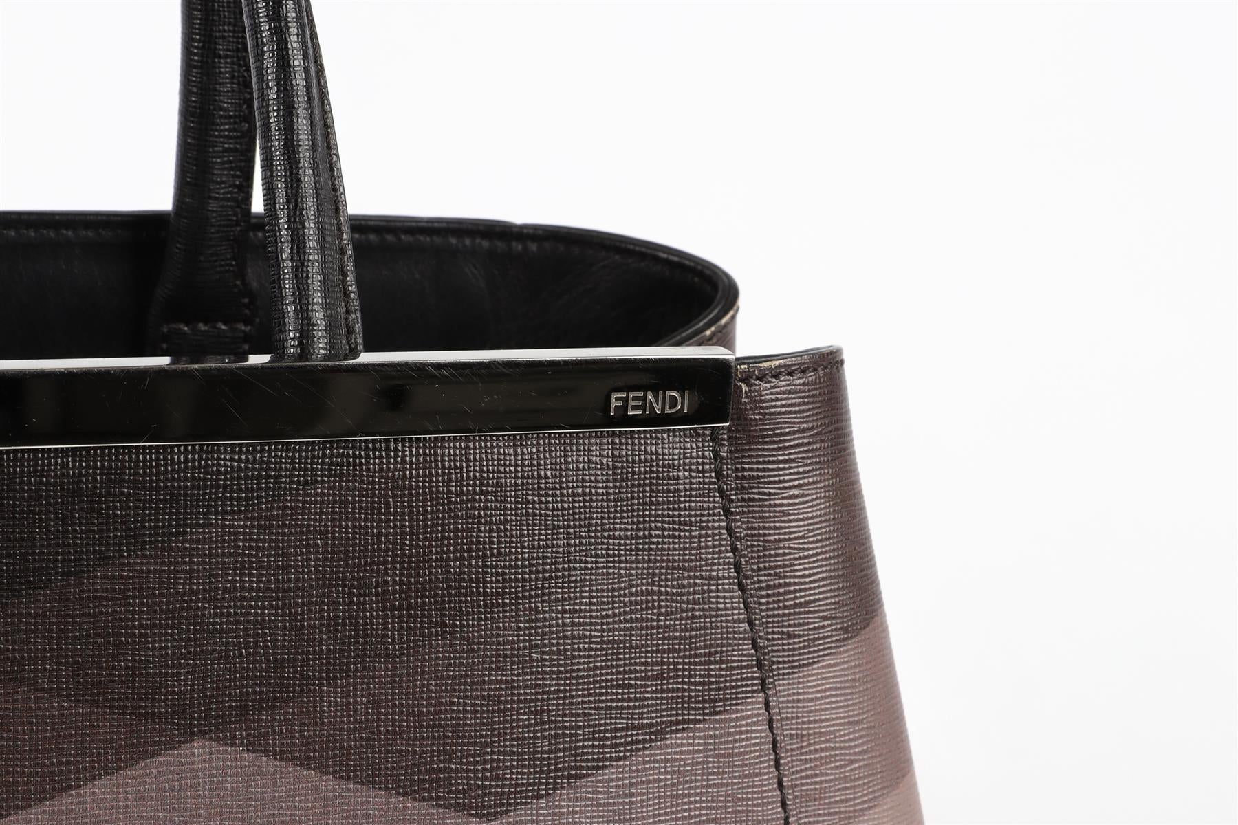 FENDI GREY 2JOURS MEDIUM LEATHER TOTE BAG