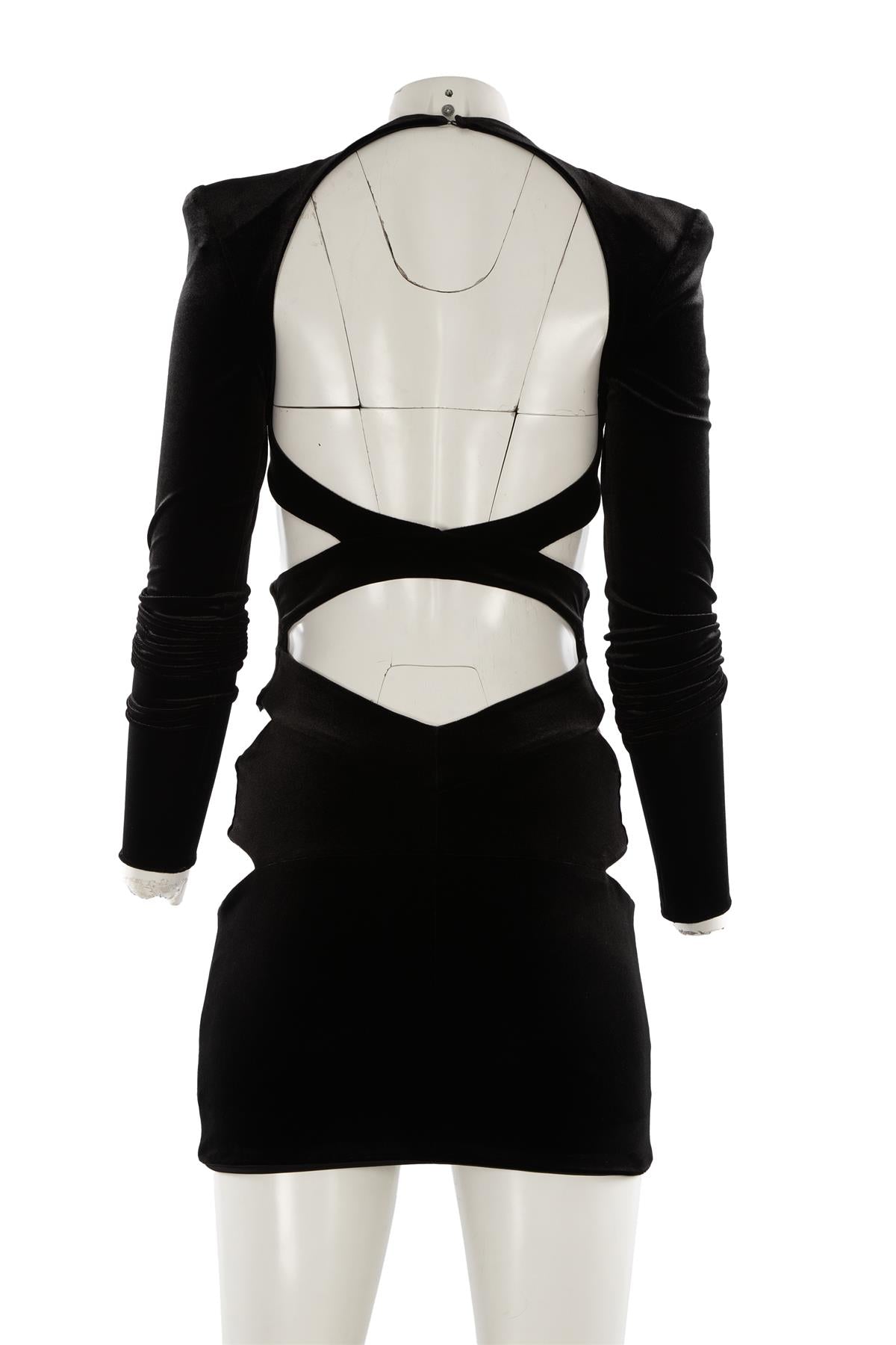 ALEXANDRE VAUTHIER BLACK VELVET MINI DRESS FR 34 UK 6