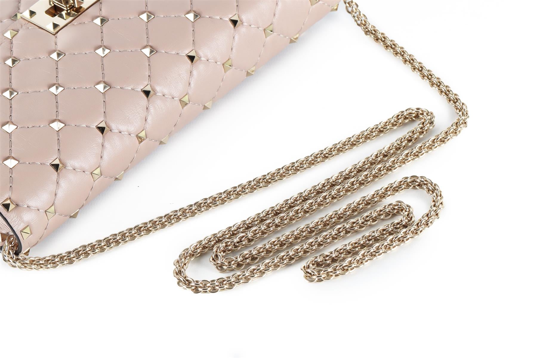 VALENTINO GARAVANI PINK ROCKSTUD LEATHER SHOULDER BAG