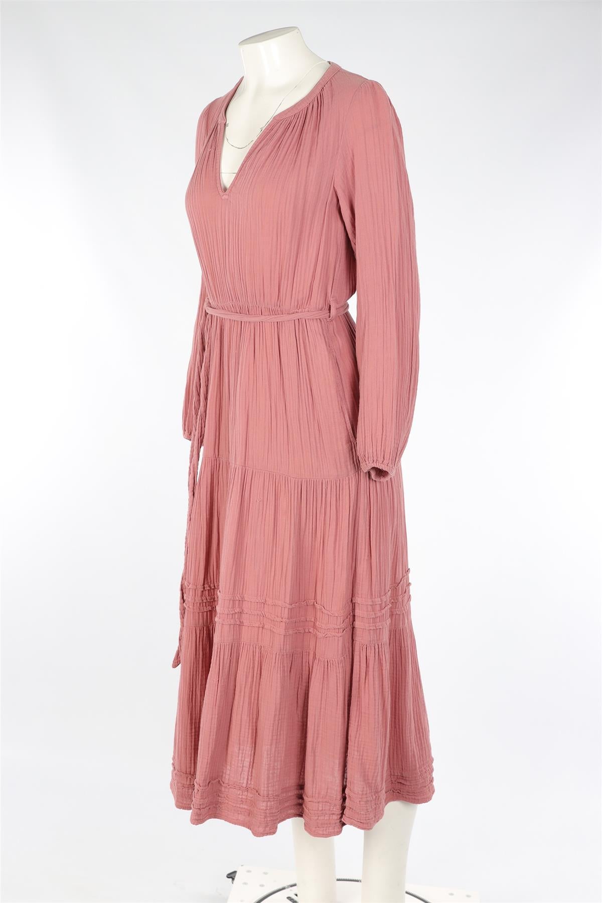 XIRENA PINK COTTON MAXI DRESS SMALL
