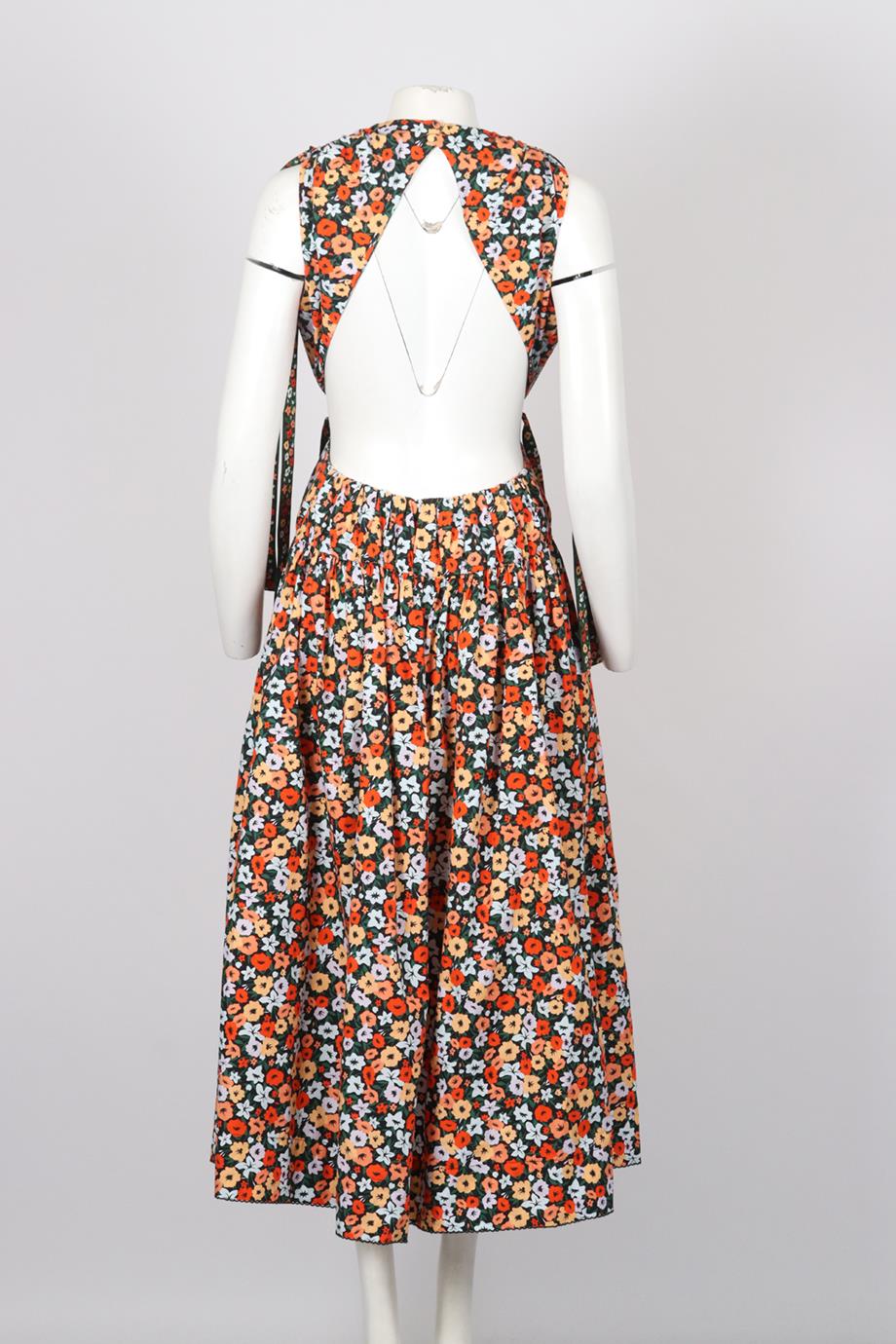 AGUA BENDITA FLORAL COTTON MIDI DRESS LARGE