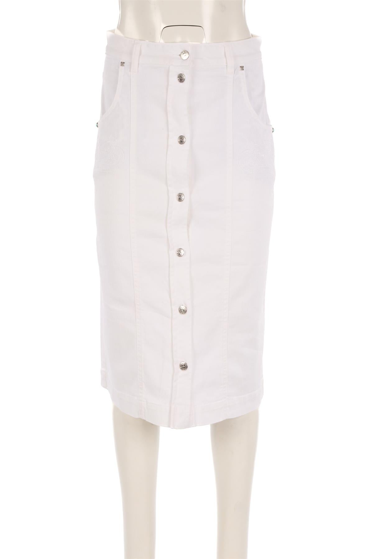 ETRO WHITE DENIM MIDI SKIRT IT 42 UK 10