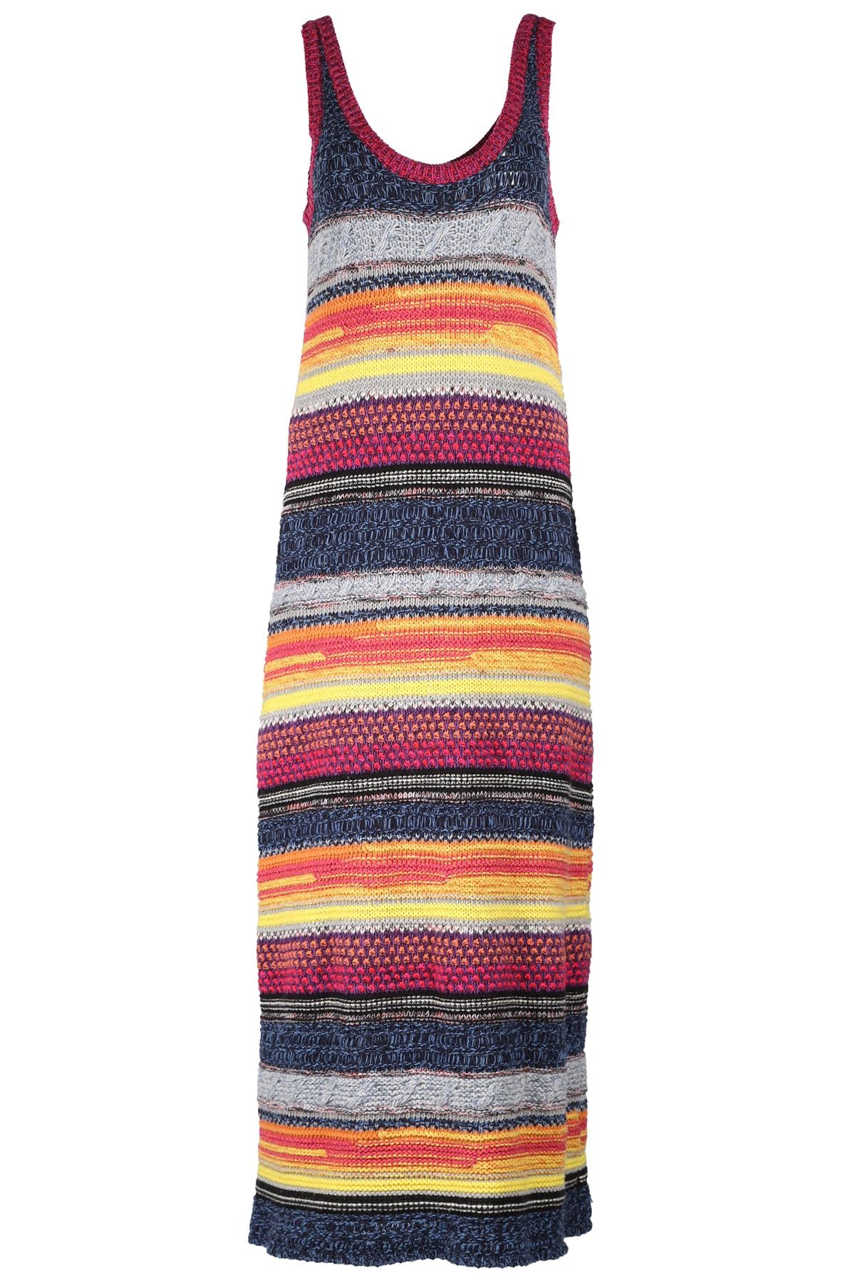 CHLOÉ MULTICOLOURED WOOL AND CASHMERE MAXI DRESS MEDIUM