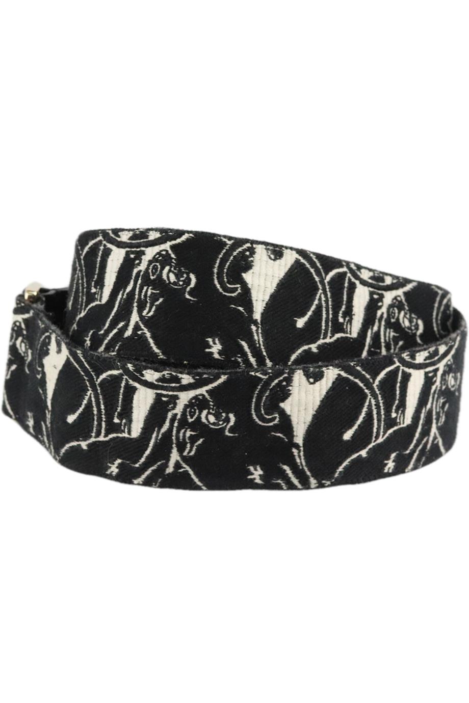 VALENTINO GARAVANI TWO TONE EMBROIDERED CANVAS AND LEATHER BAG STRAP