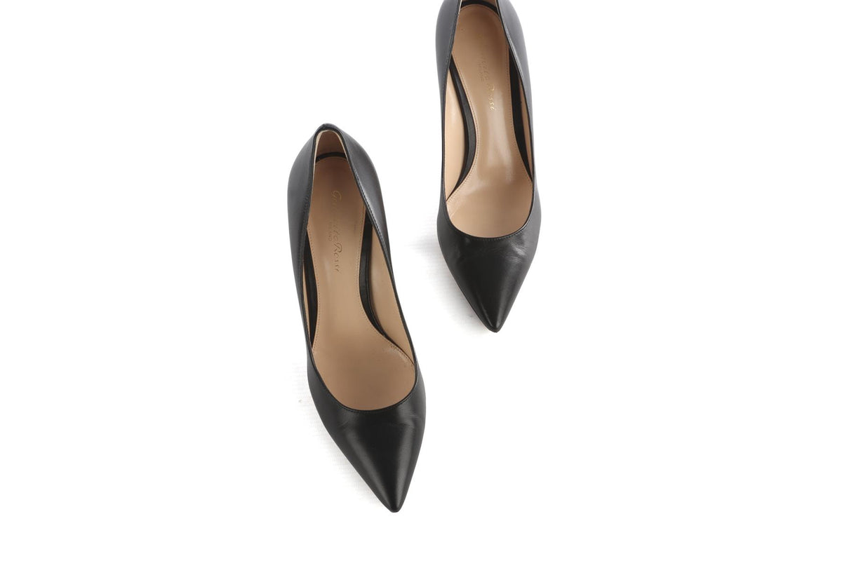GIANVITO ROSSI BLACK LEATHER PUMPS EU 38 UK 5 US 8