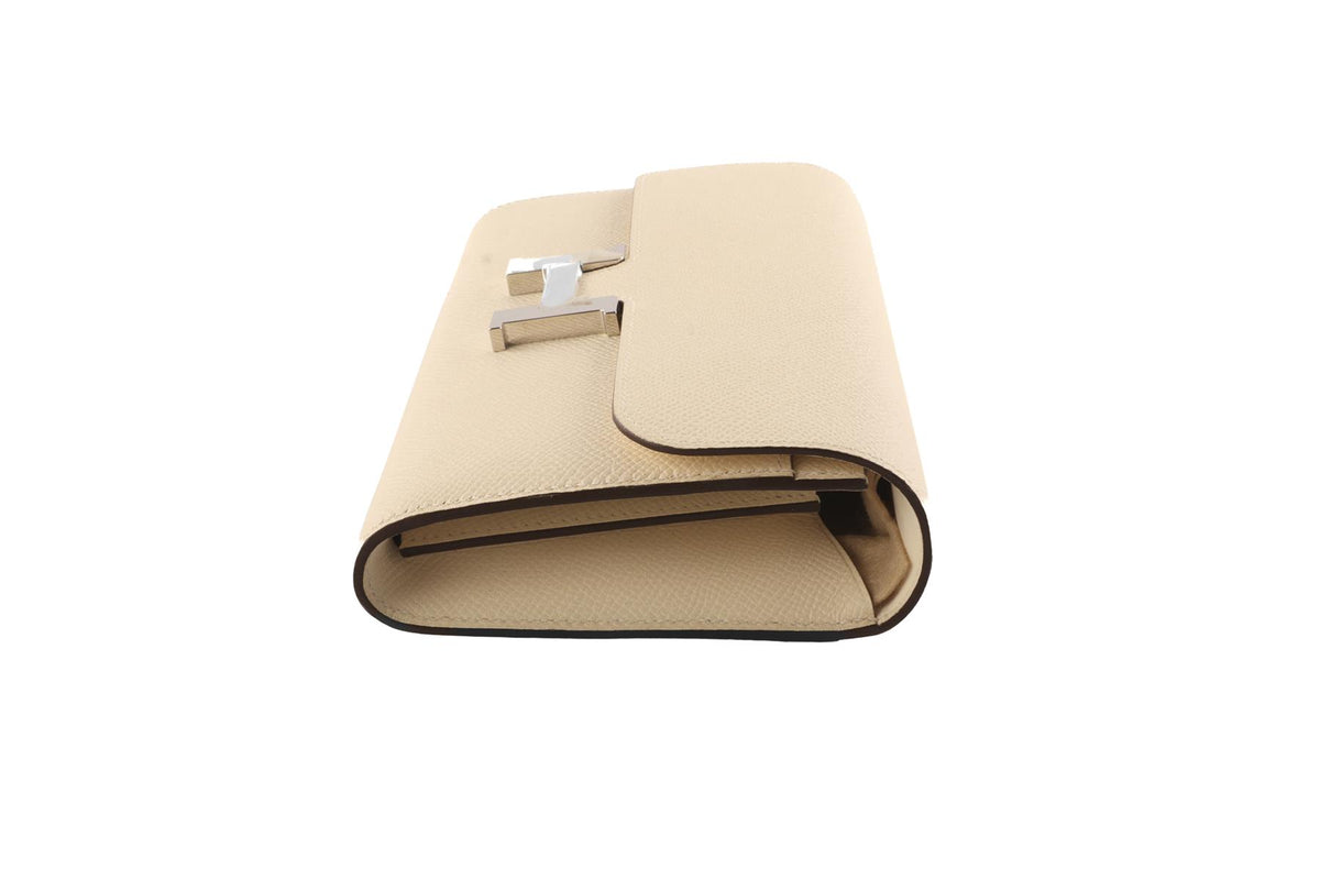HERMÈS CREAM 2025 CONSTANCE TO GO EPSOM LEATHER WALLET IN NATA