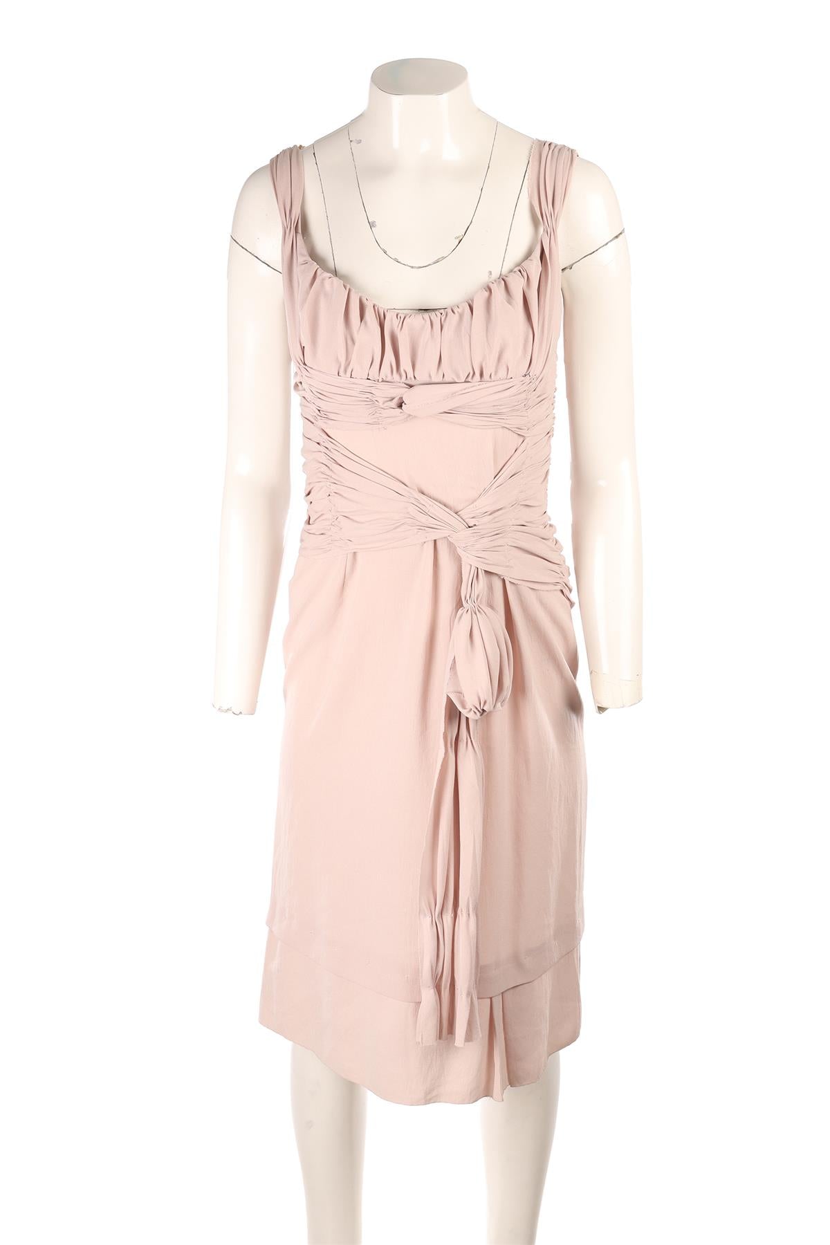 PRADA NUDE VINTAGE CREPE MIDI DRESS IT 44 UK 12