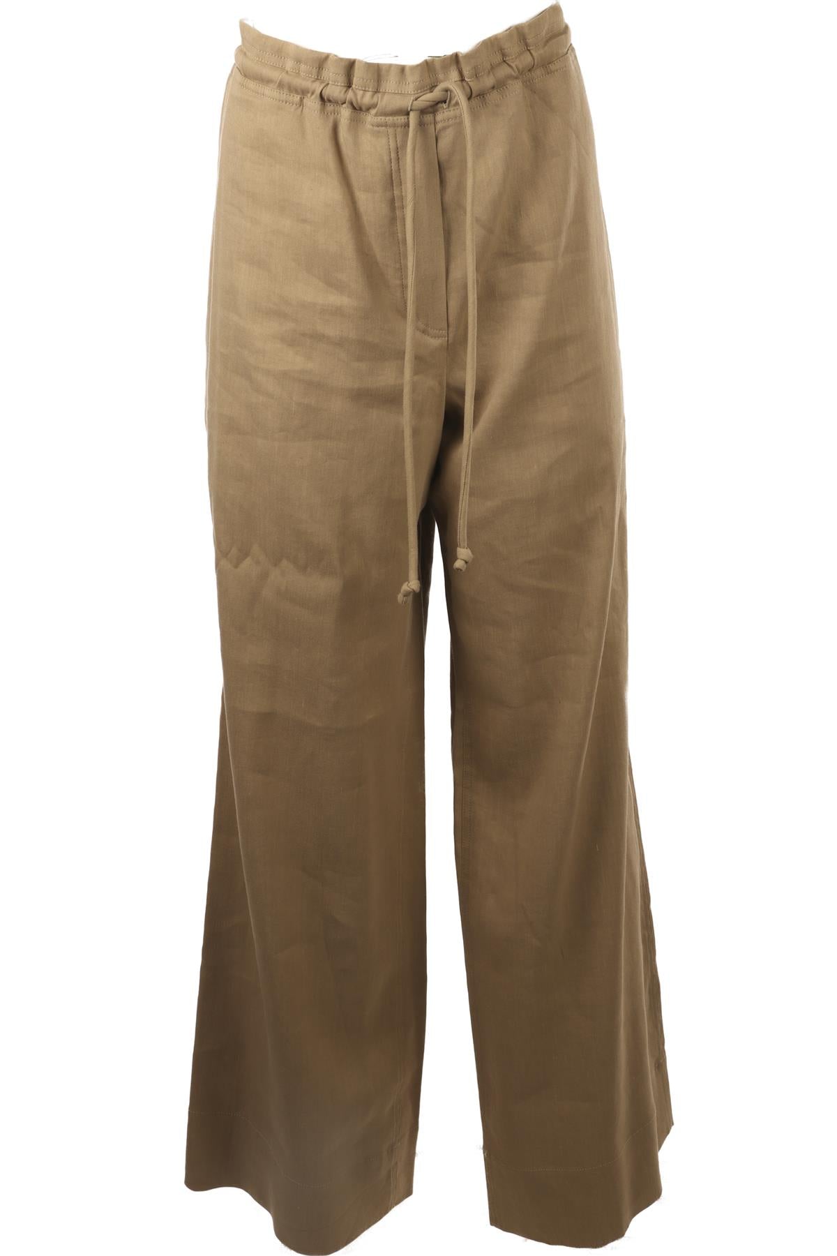 PROENZA SCHOULER BEIGE LINEN WIDE LEG PANTS LARGE