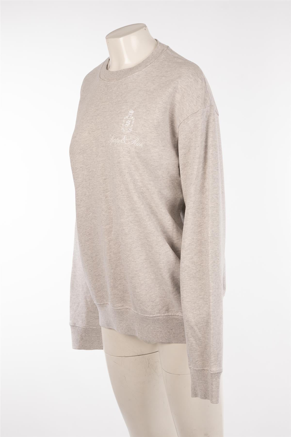 SPORTY & RICH GREY COTTON SWEATSHIRT MEDIUM