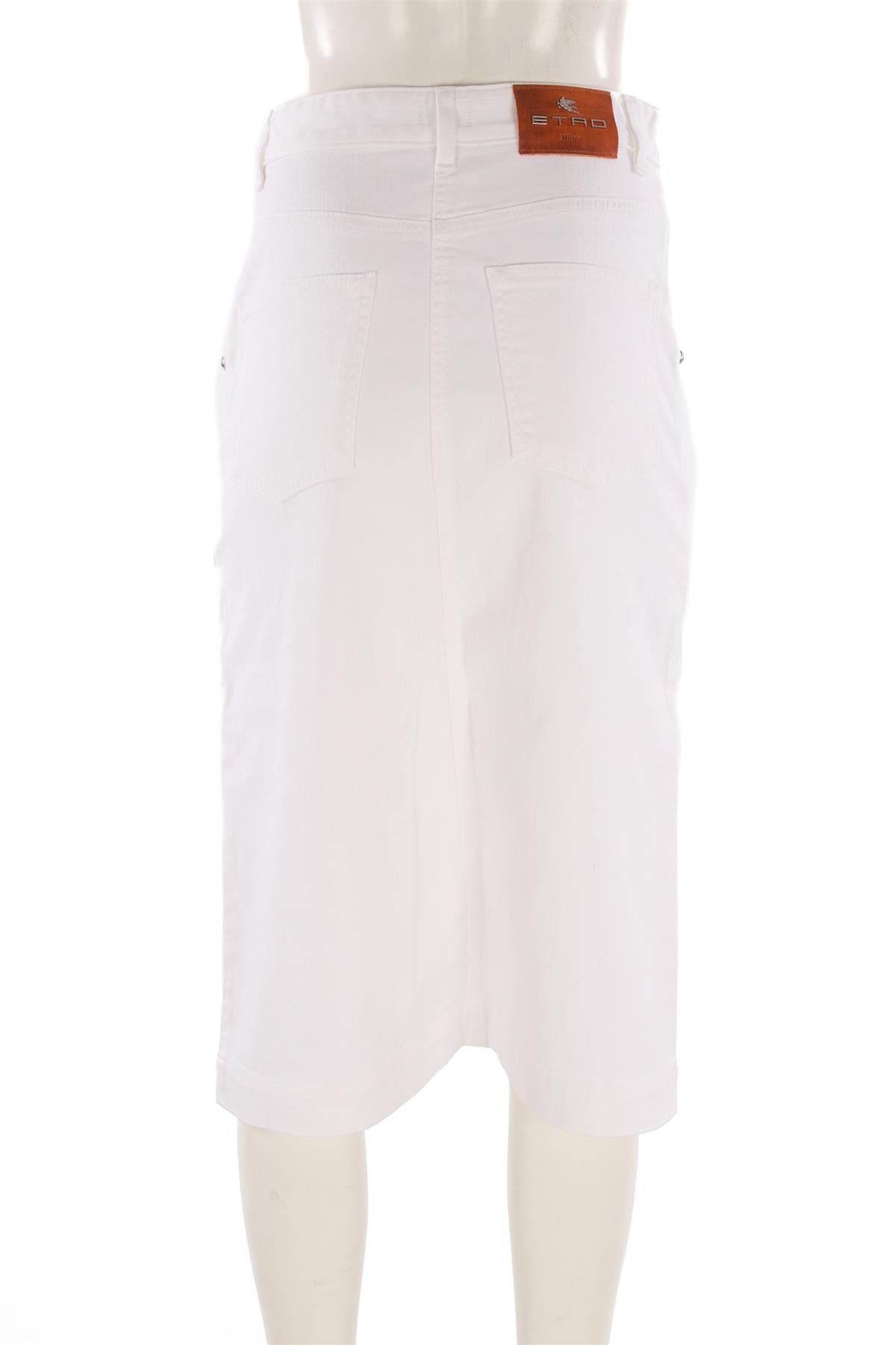 ETRO WHITE DENIM MIDI SKIRT IT 42 UK 10