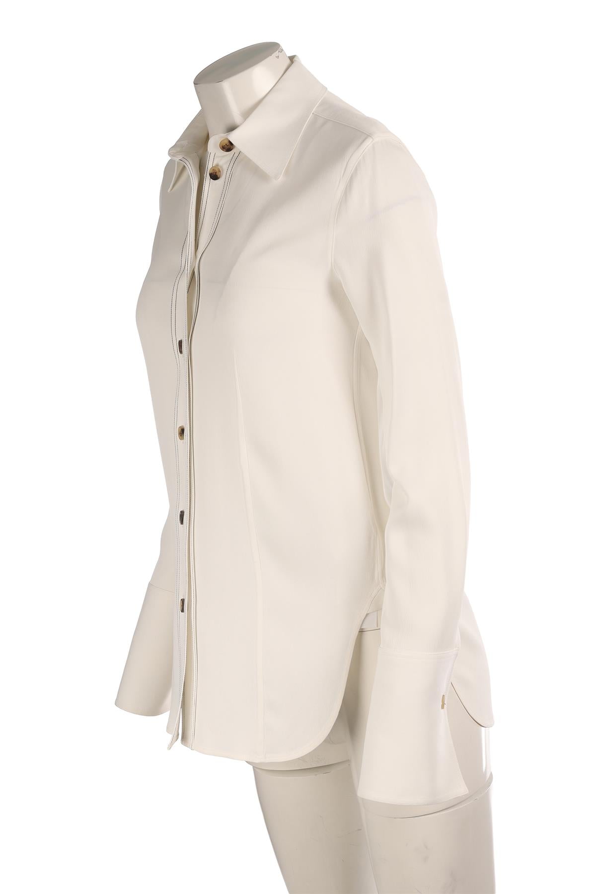 KHAITE WHITE CREPE SHIRT SMALL