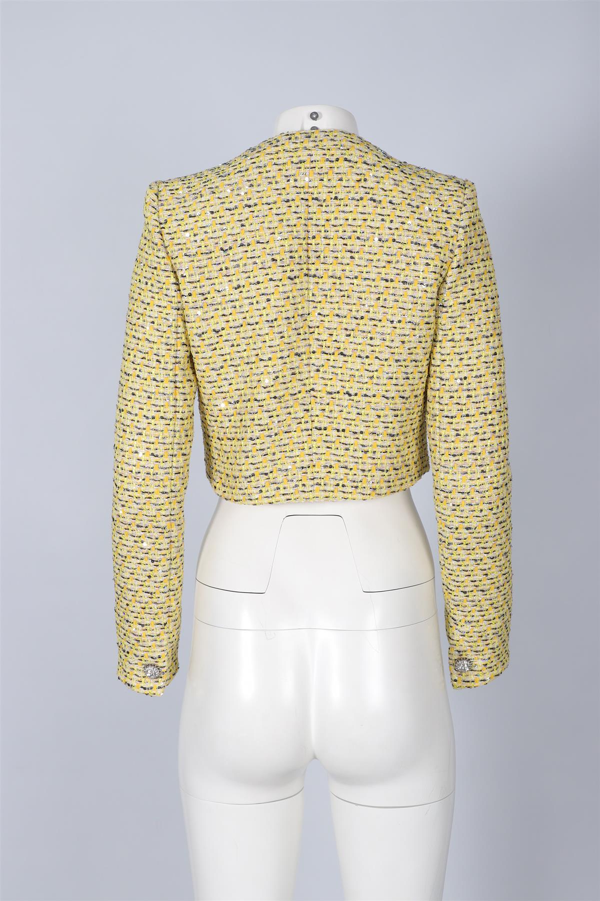 ALESSANDRA RICH YELLOW TWEED JACKET IT 40 UK 8