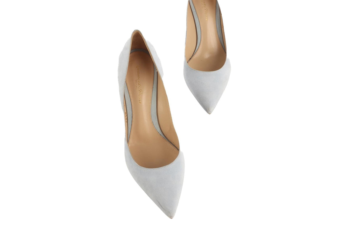 GIANVITO ROSSI BLUE SUEDE PUMPS EU 38 UK 5 US 8