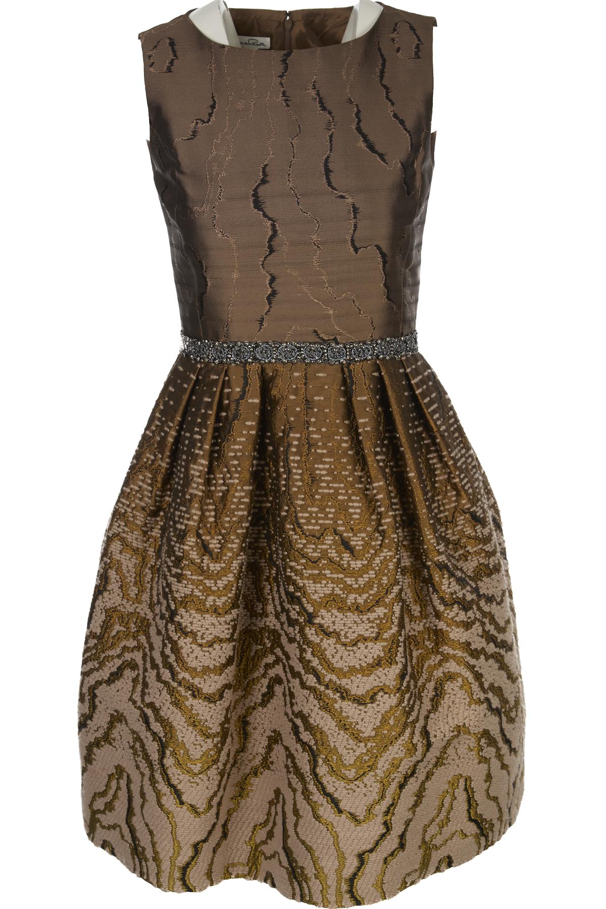 OSCAR DE LA RENTA BRONZE 2008 WOOL DRESS US 4 UK 8