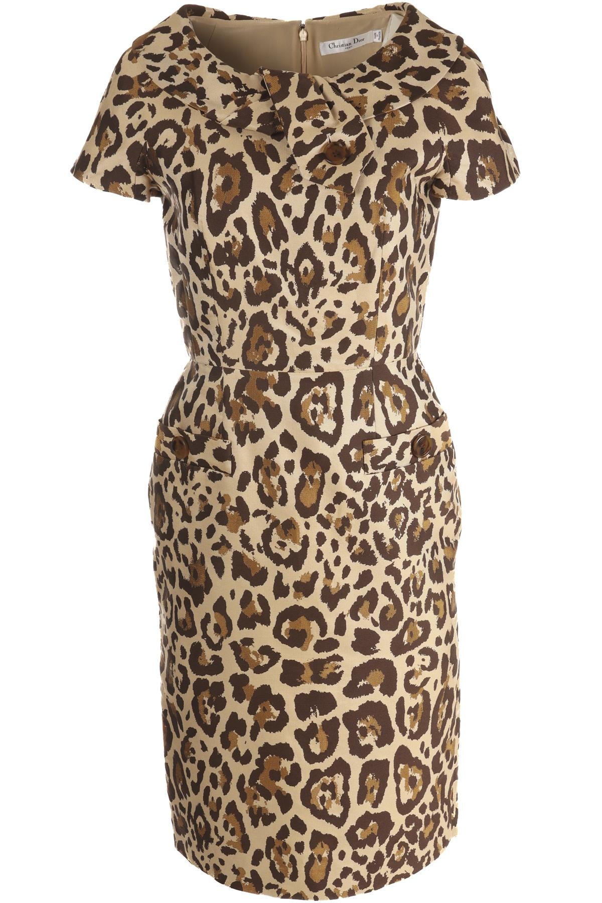CHRISTIAN DIOR BROWN COTTON MIDI DRESS FR 40 UK 12