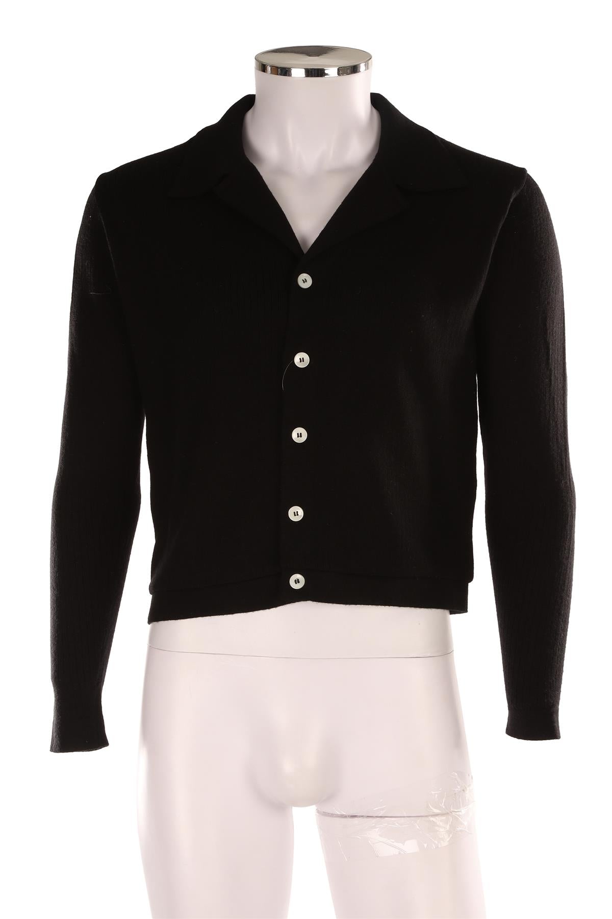 SECOND LAYER BLACK MEN'S WOOL CARDIGAN SMALL