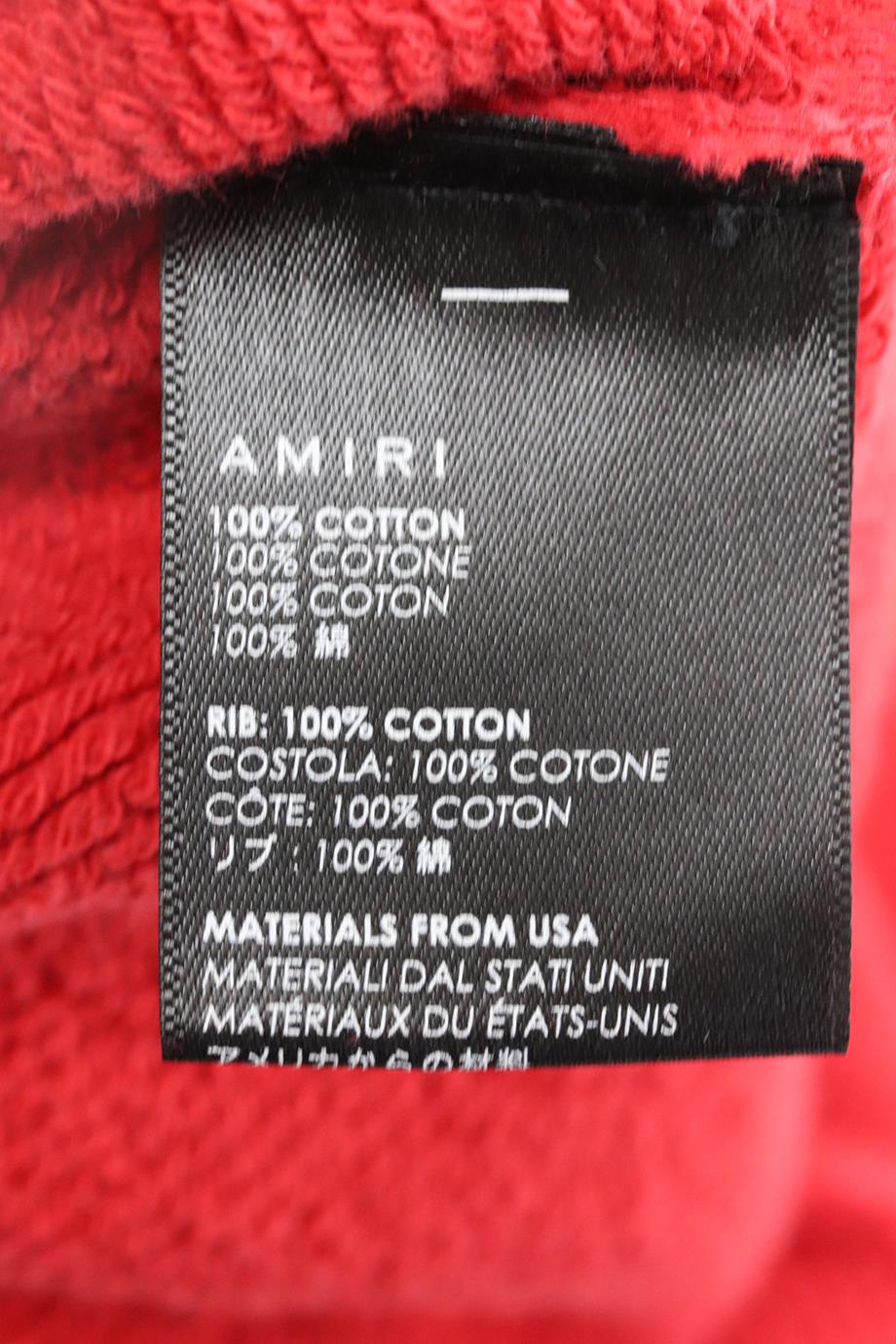 AMIRI DISTRESSED EMBROIDERED COTTON JERSEY SWEATSHIRT SMALL