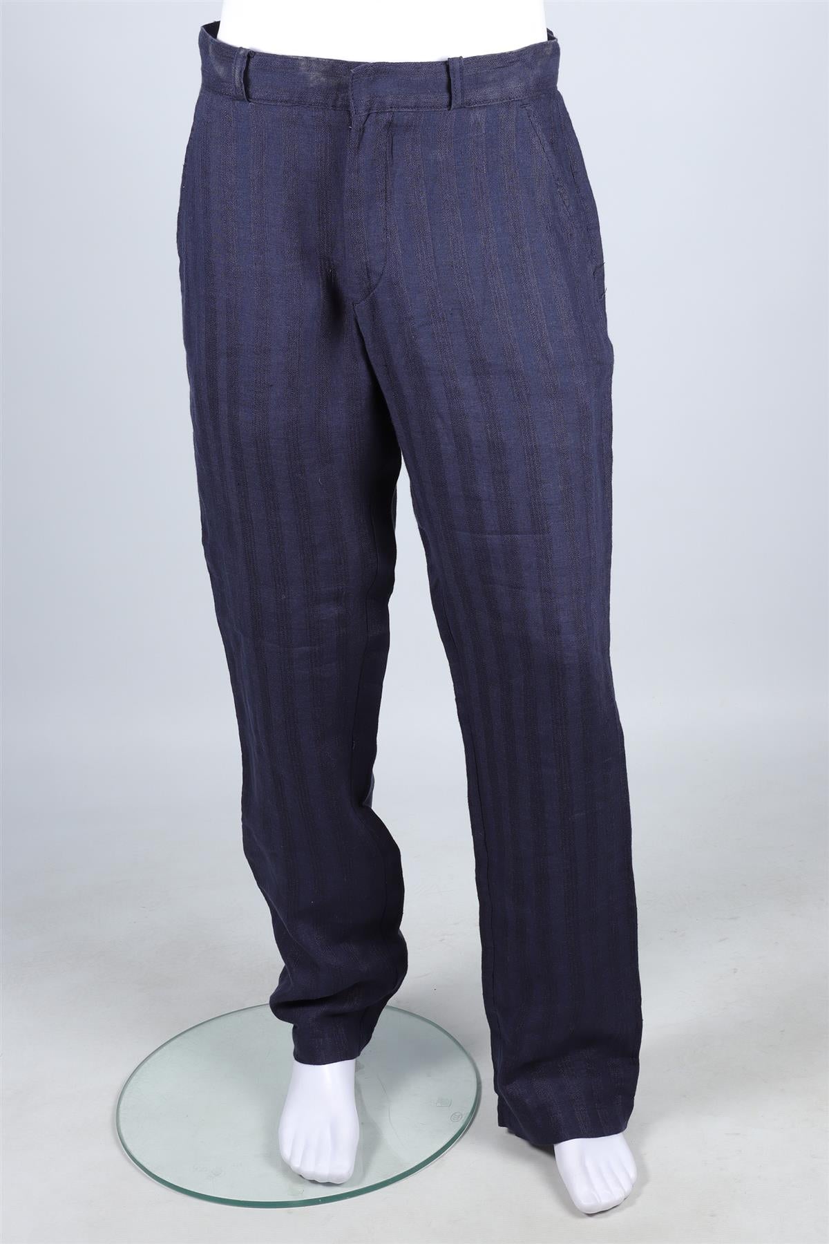 OLIVER SPENCER NAVY MEN'S LINEN STRAIGHT LEG PANTS UK/US WAIST 30