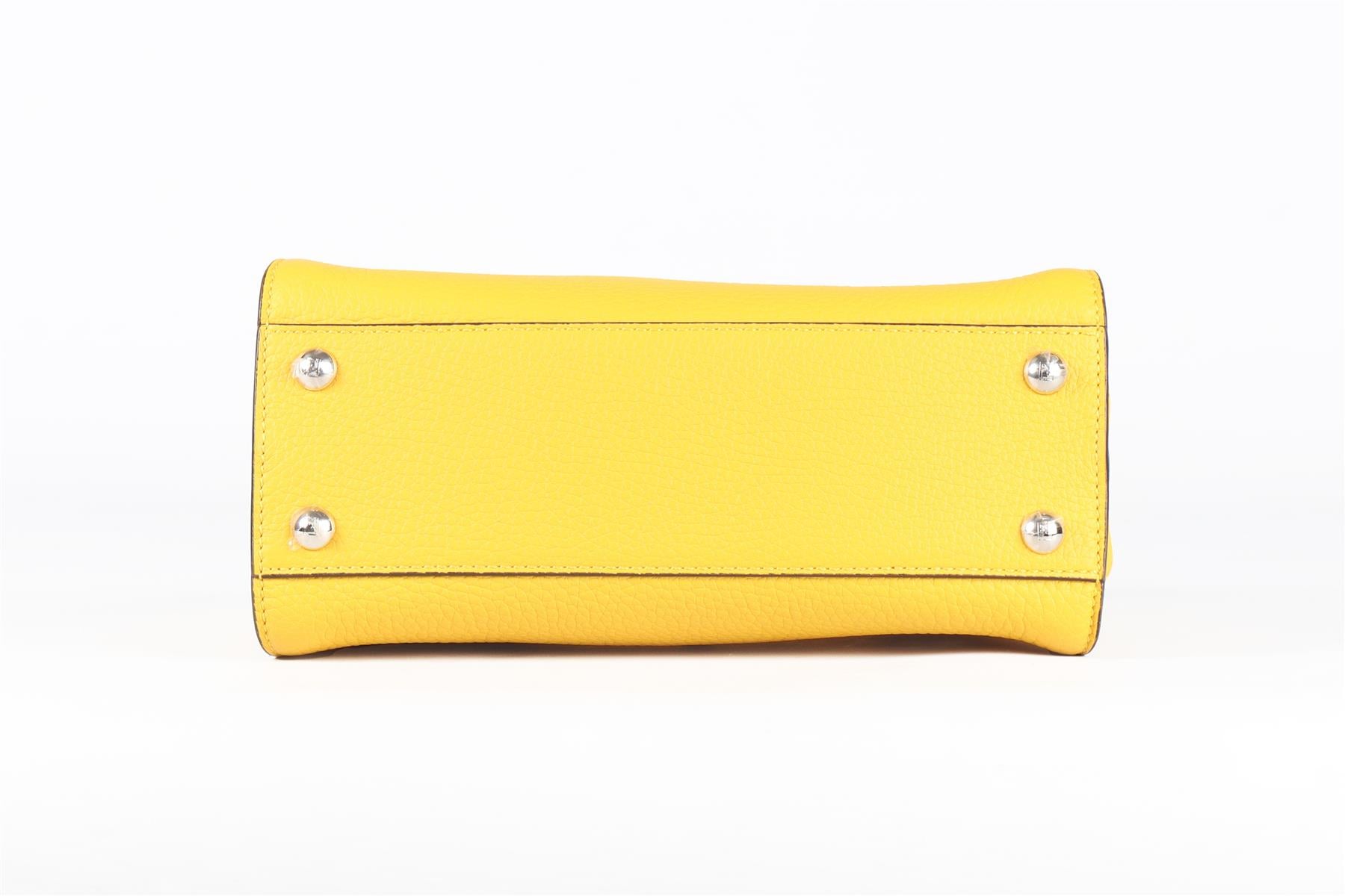 FENDI YELLOW PEEKABOO MINI LEATHER TOTE BAG