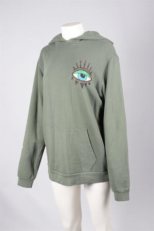 NSF + JACQUIE AICHE GREEN COTTON HOODIE US 4 UK 8