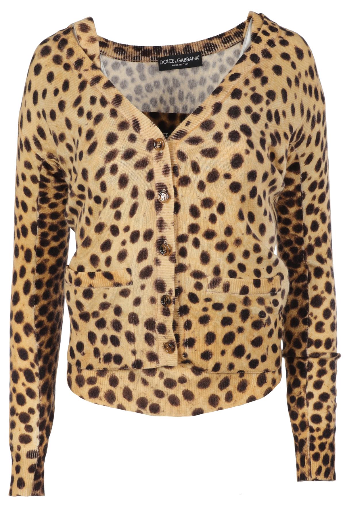 DOLCE & GABBANA BROWN JACQUARD WOOL TOP IT 38 UK 6