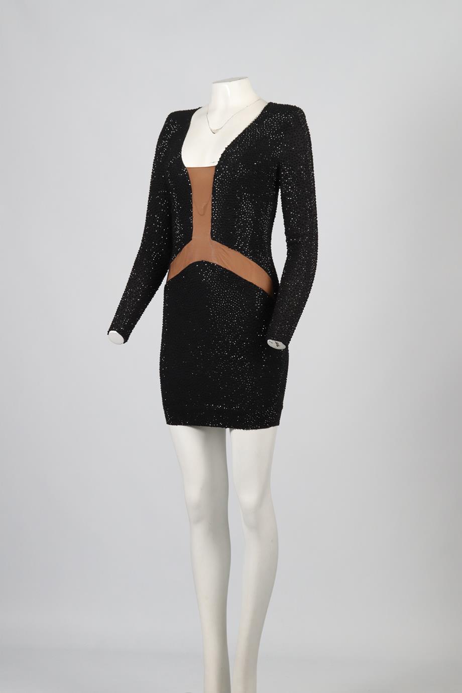 RALPH & RUSSO HAUTE COUTURE CRYSTAL AND SILK MINI DRESS XSMALL