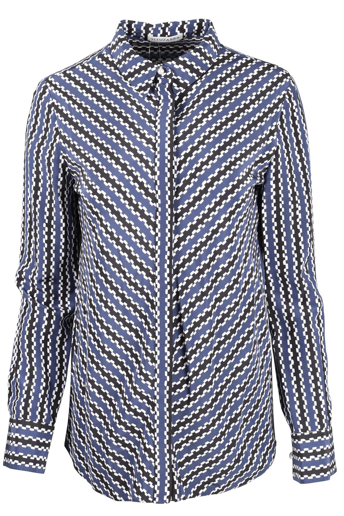 ALTUZARRA BLUE STRIPED SILK SHIRT FR 38 UK 10