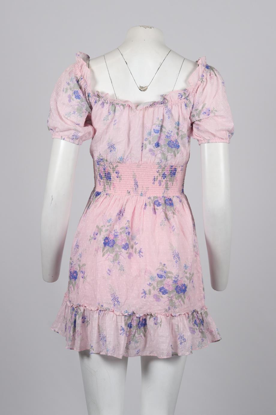 LOVESHACKFANCY FLORAL PRINT COTTON MINI DRESS SMALL