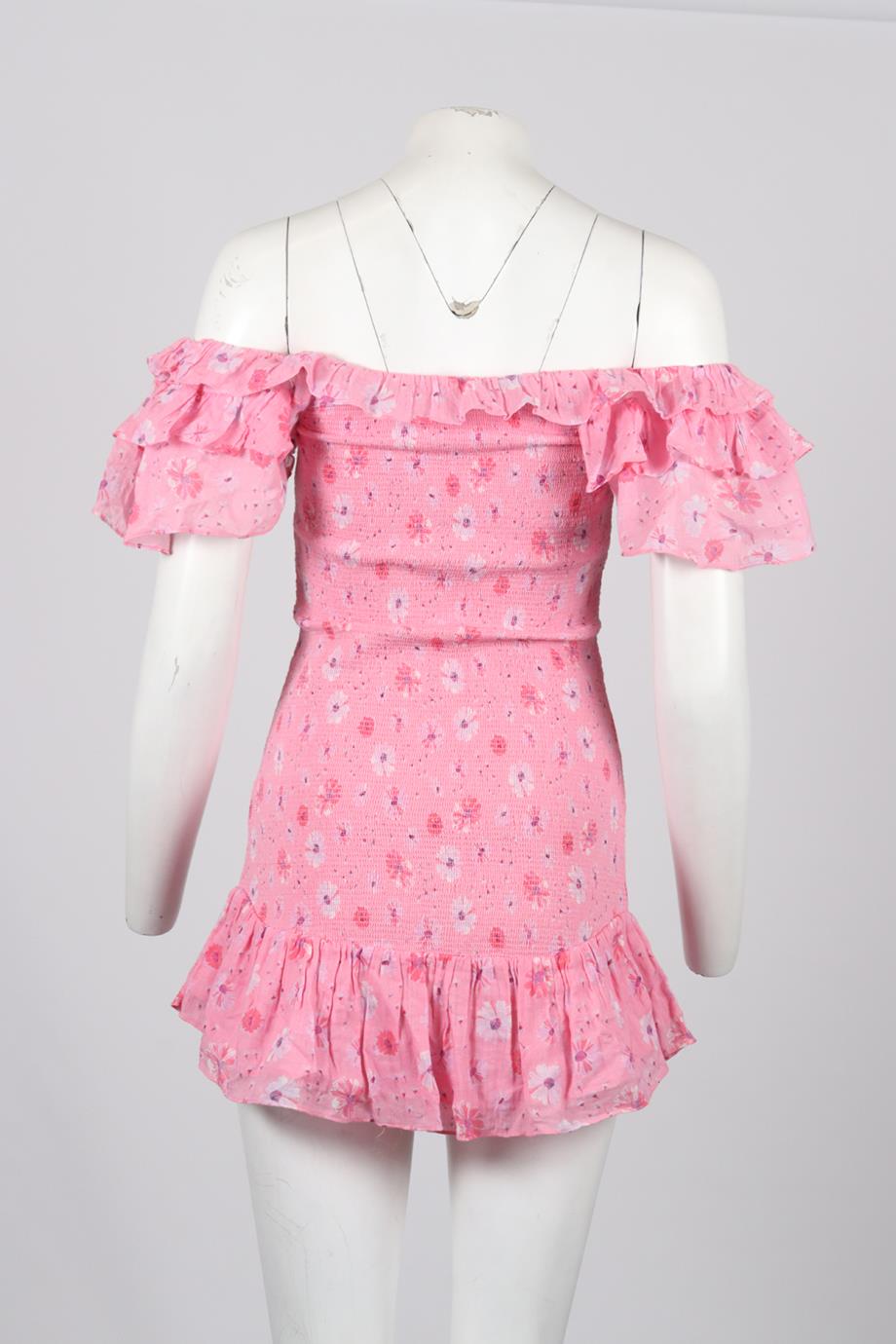 LOVESHACKFANCY FLORAL PRINT COTTON MINI DRESS MEDIUM
