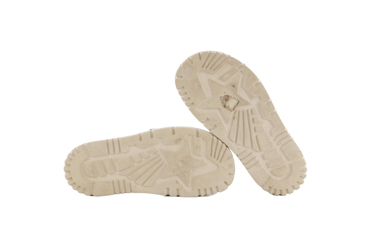 CHRISTIAN DIOR BLUE DWAY TOILE DE JOUY CANVAS SLIDES EU 39 UK 6 US 9