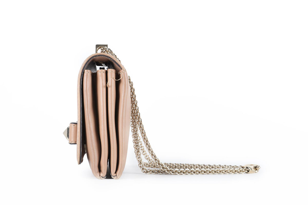 VALENTINO GARAVANI TAUPE VA VA VOOM LEATHER SHOULDER BAG