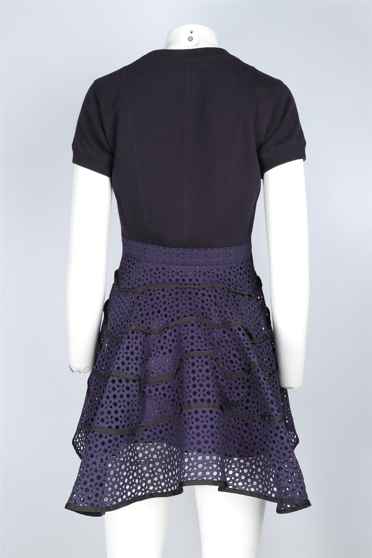 SACAI NAVY COTTON MINI DRESS UK 8