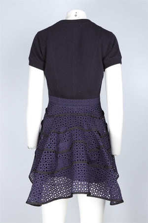 SACAI NAVY COTTON MINI DRESS UK 8