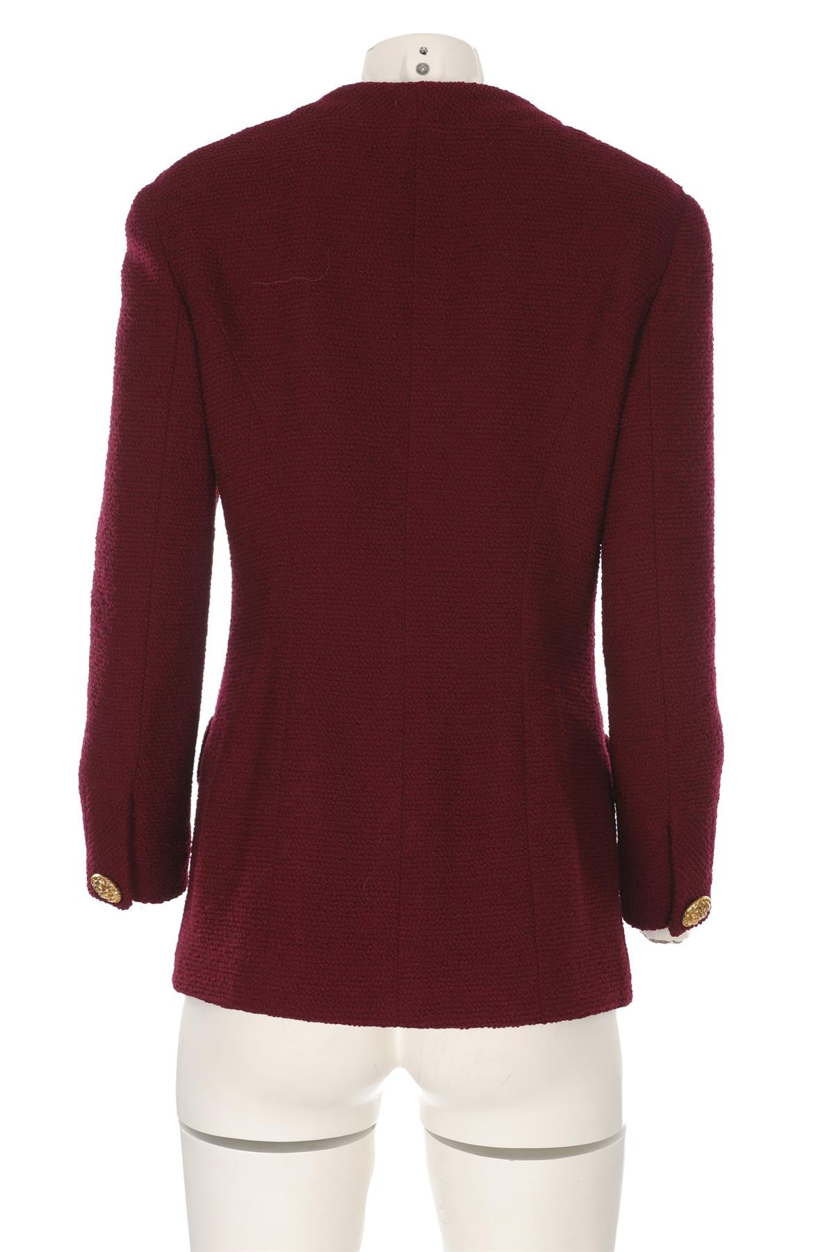 CHANEL BURGUNDY 1990 WOOL JACKET FR 42 UK 14