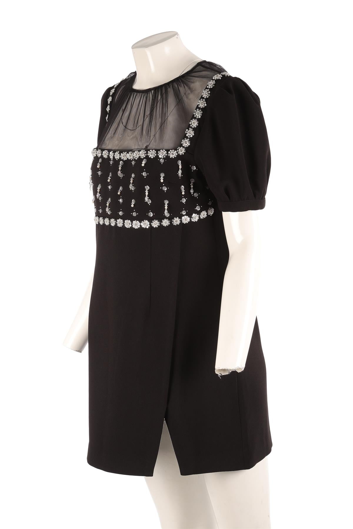 SELF-PORTRAIT BLACK CREPE MINI DRESS UK 14