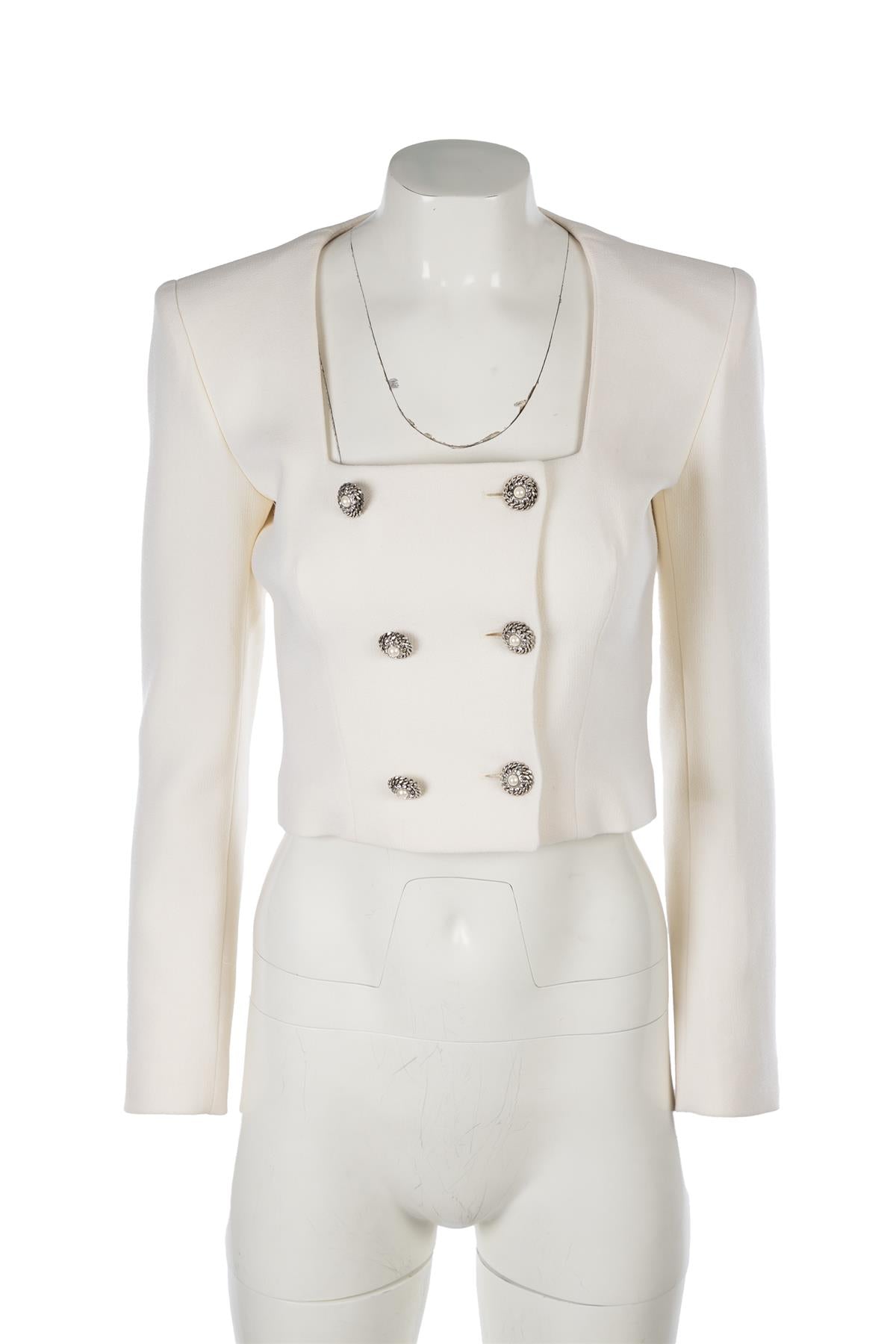 ALESSANDRA RICH IVORY WOOL JACKET IT 40 UK 8