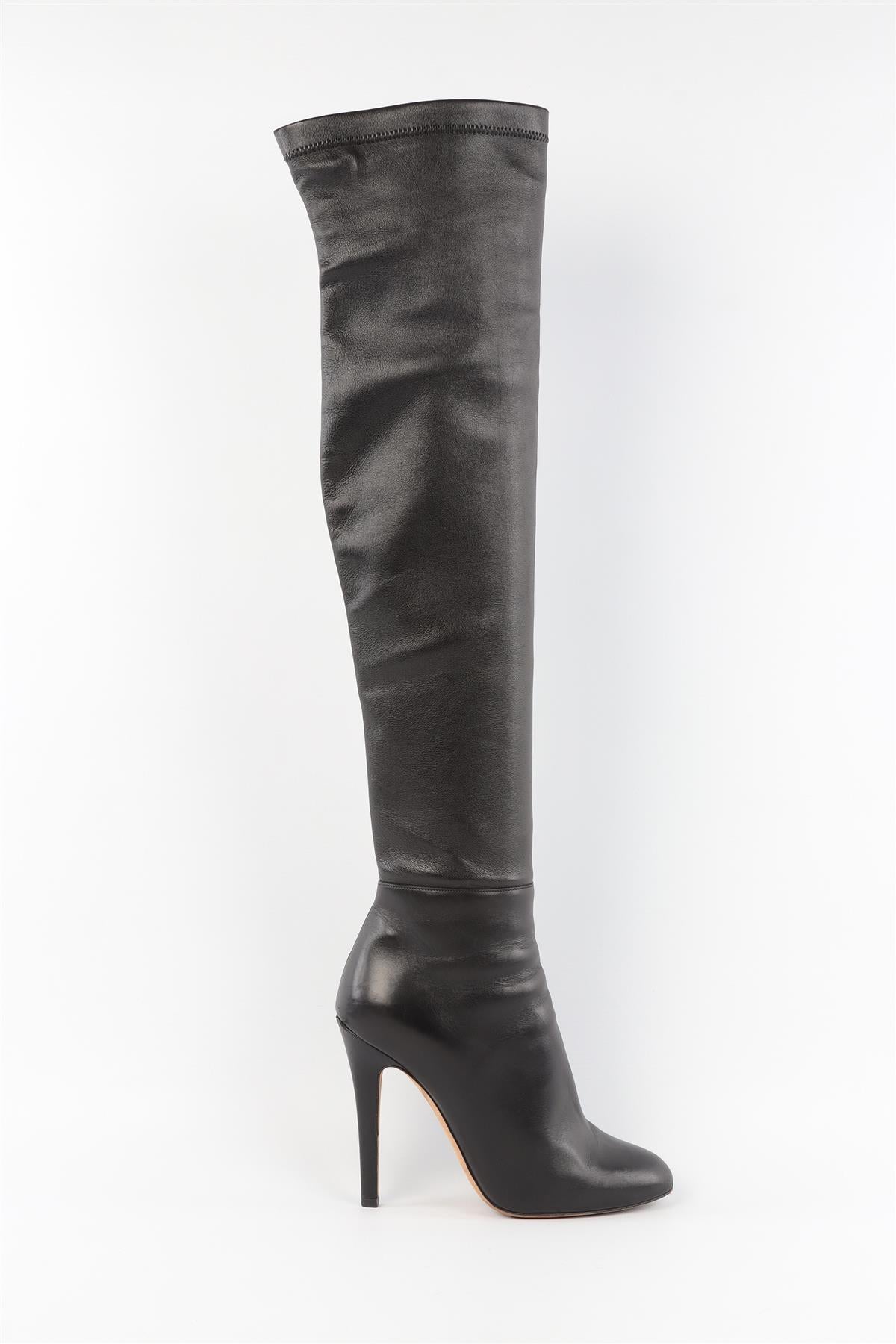 JIMMY CHOO BLACK LEATHER OVER THE KNEE HIGH BOOTS EU 38 UK 5 US 8