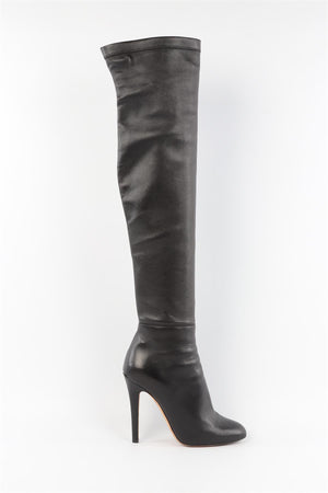 JIMMY CHOO BLACK LEATHER OVER THE KNEE HIGH BOOTS EU 38 UK 5 US 8