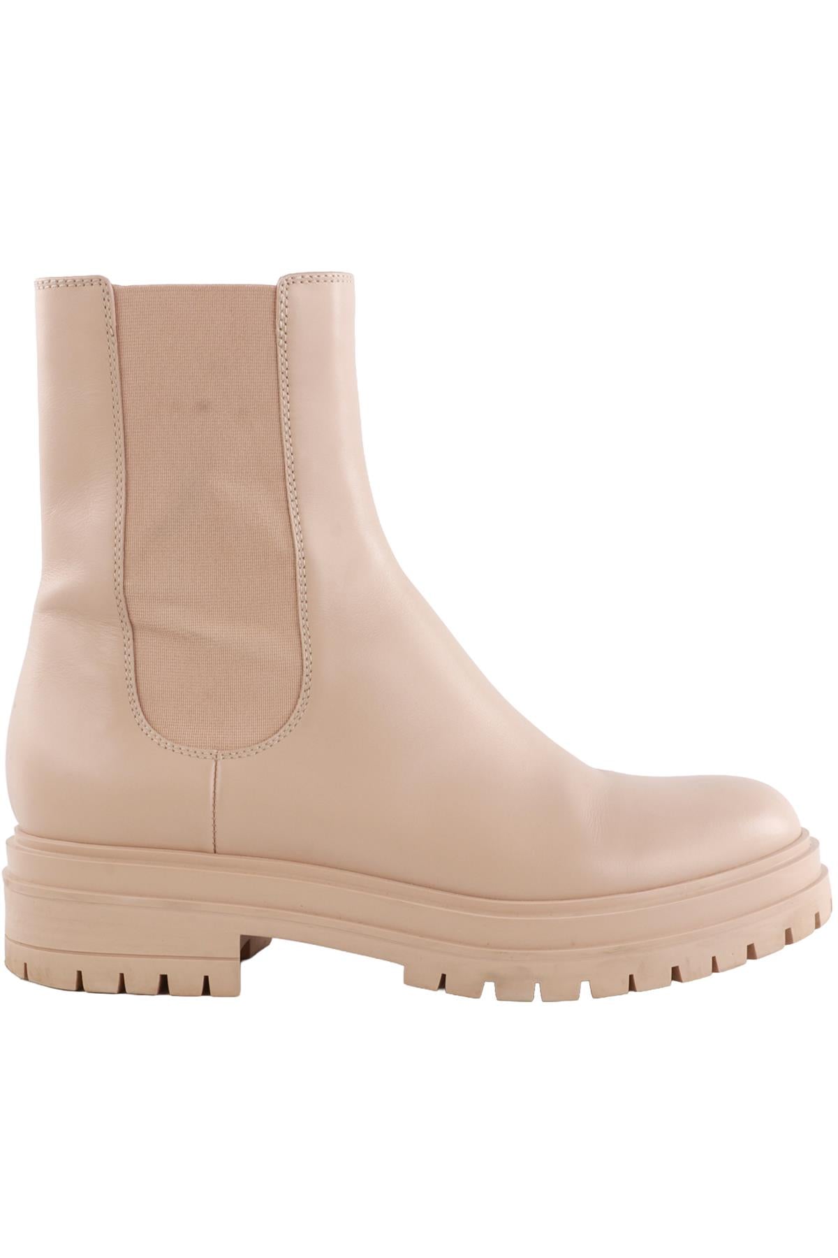 GIANVITO ROSSI NUDE LEATHER ANKLE BOOTS EU 39.5 UK 6.5 US 9.5