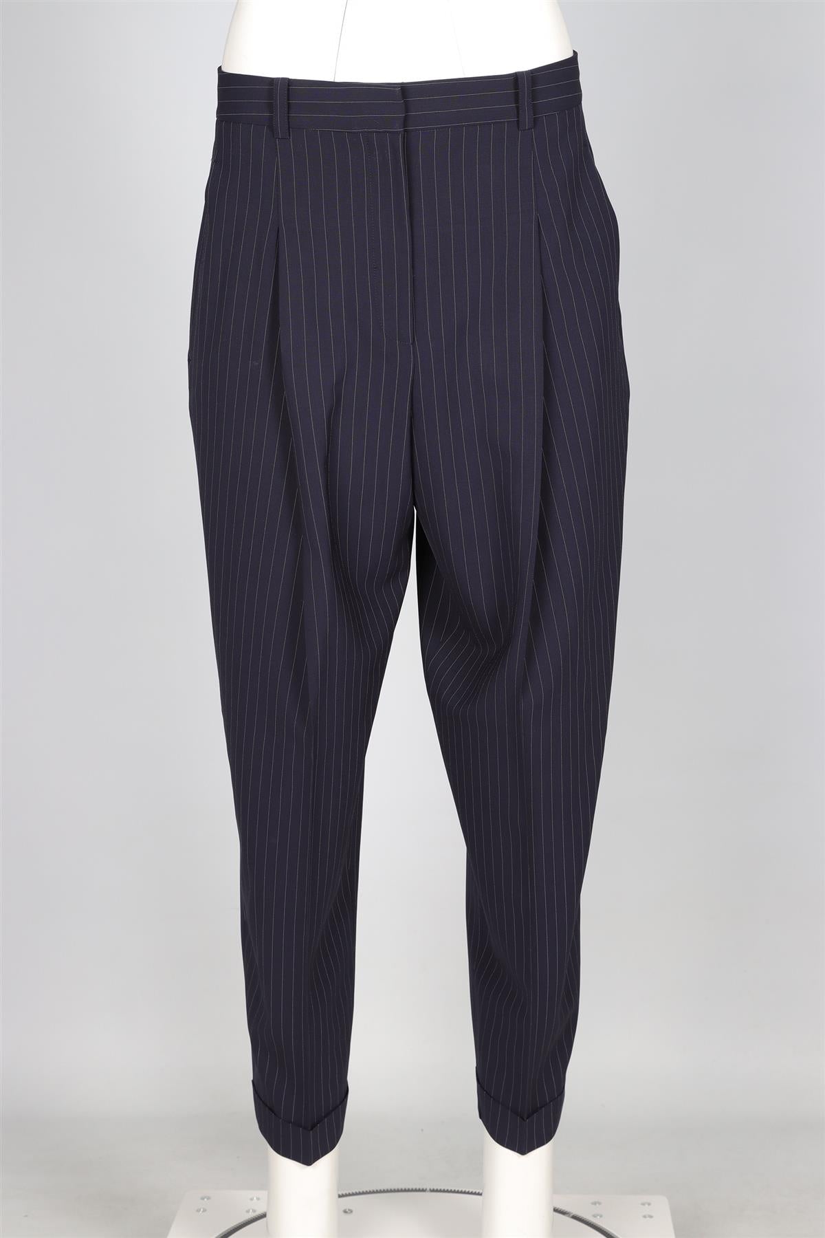 DKNY NAVY WOOL TAPERED TROUSERS UK 10 US 6